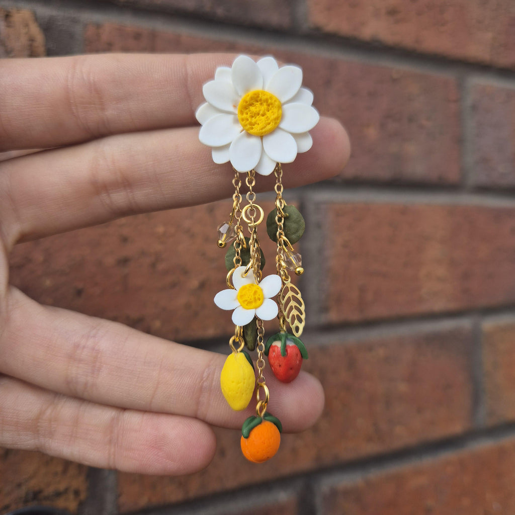 Spring fruit charm earrings, minimalist earrings, festive earrings, secret santa gift, dainty dangle studs