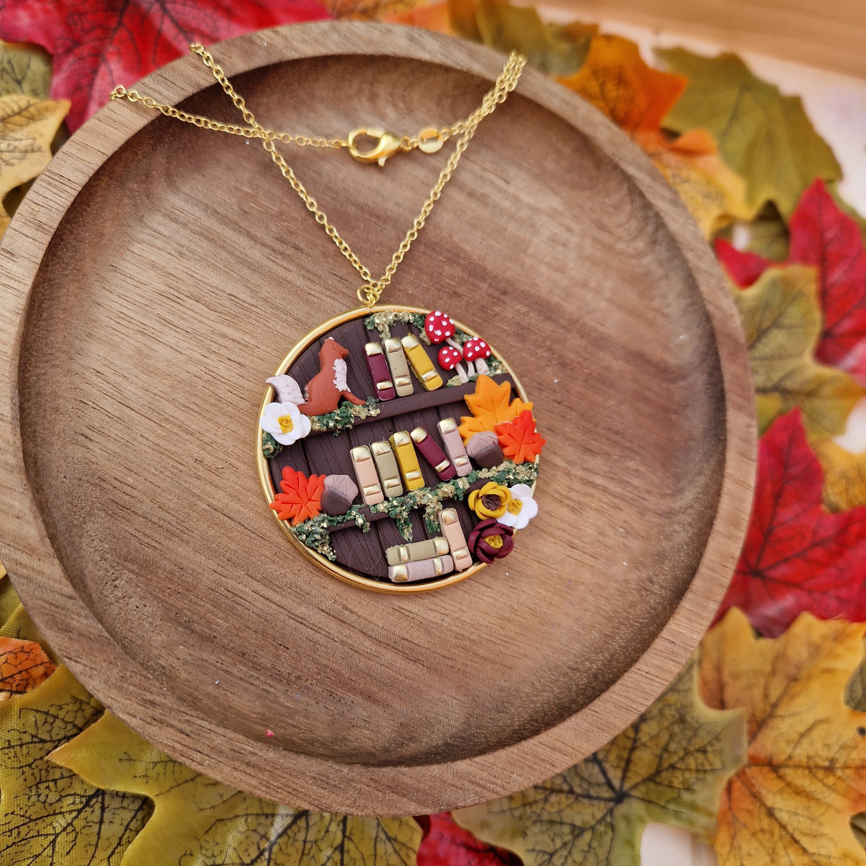 Autumn Fox Bookcase necklace