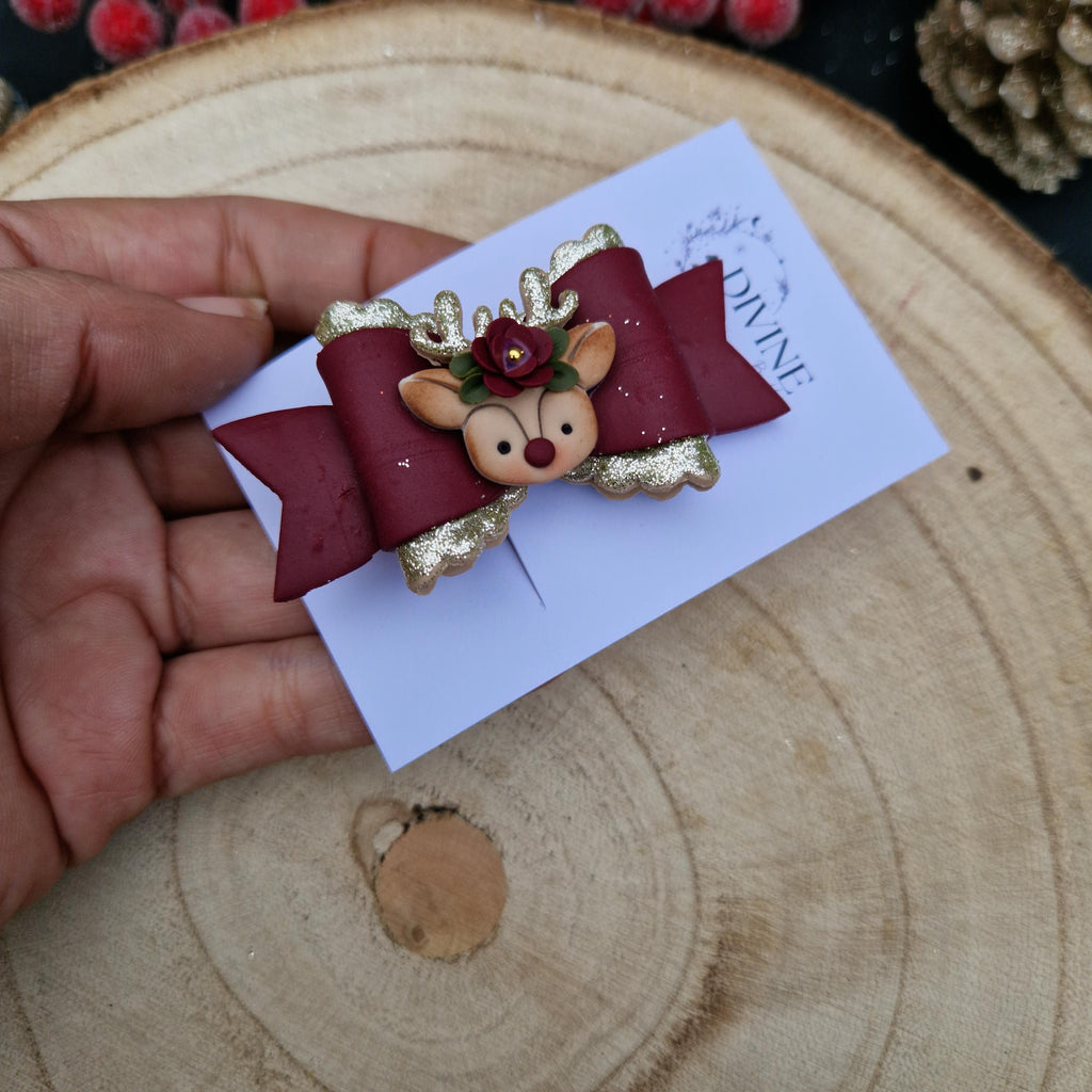 reindeer jewellery gift set, Christmas earrings, polymer clay earrings, handmade jewellery,