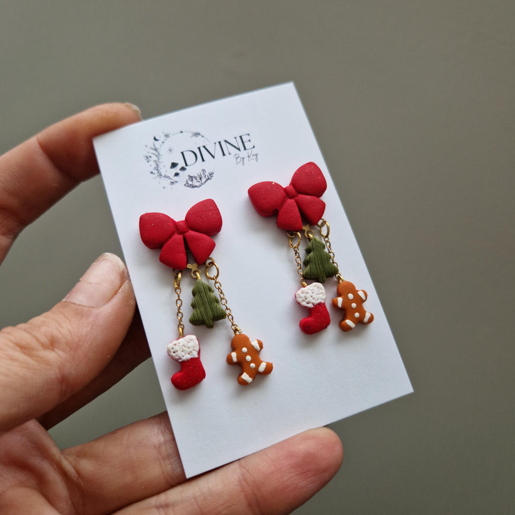 Christmas charm earrings, minimalist earrings, festive earrings, secret santa gift, dainty dangle studs