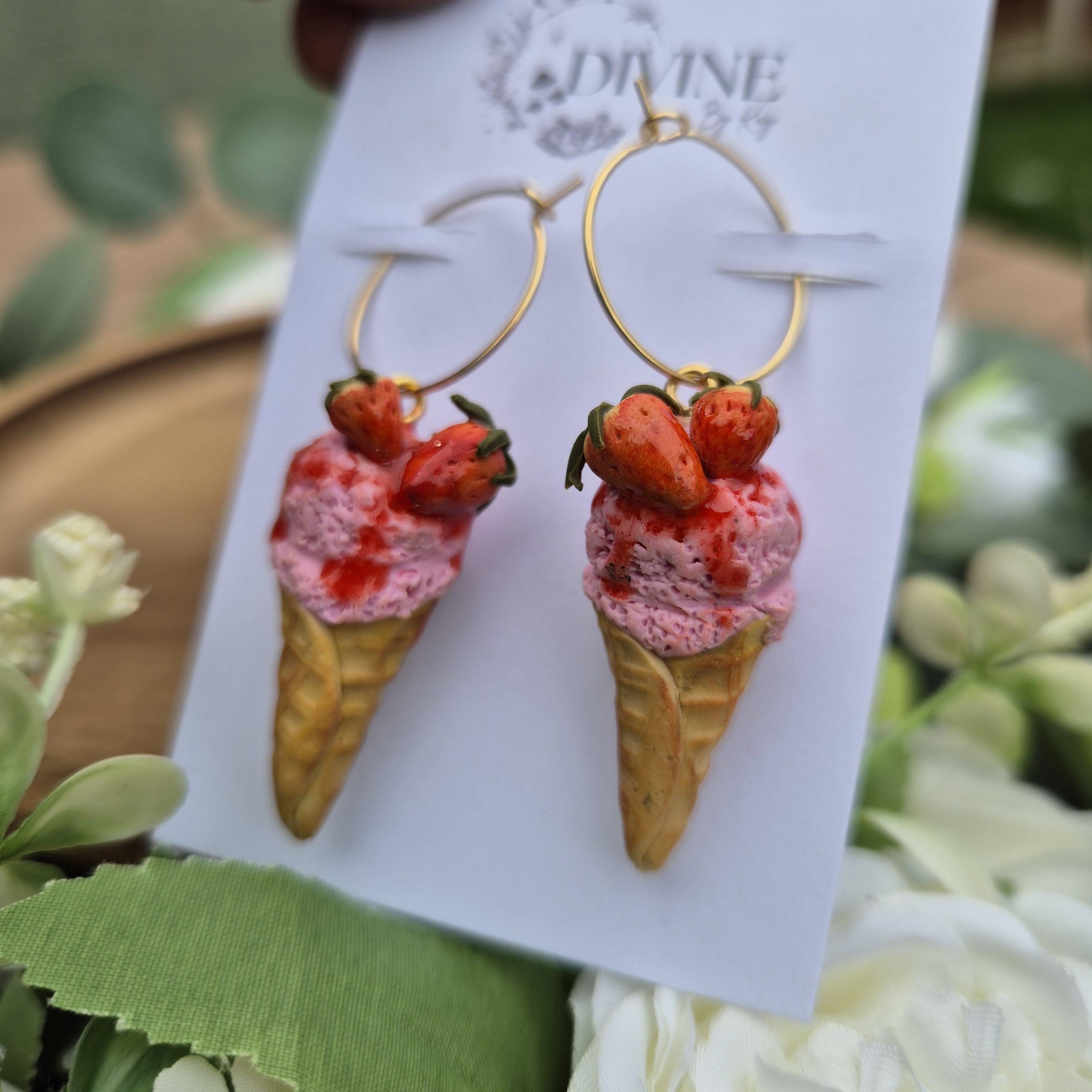 ice cream Dangle Earrings,  summer jewellery,  quirky earrings