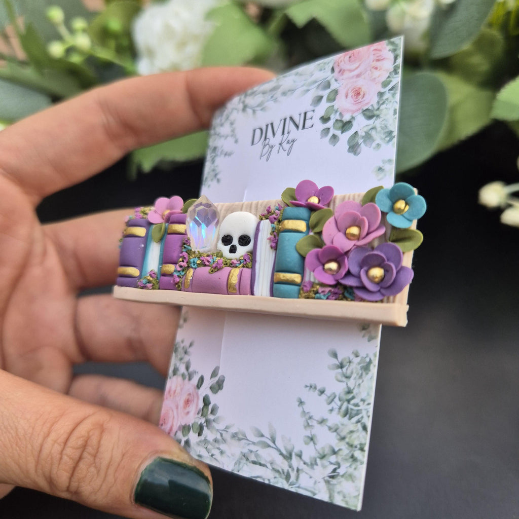 skull heart Book Earrings - book lover gifts - quirky earrings  - bookshelf earrings - book club gifts- book hair accessories