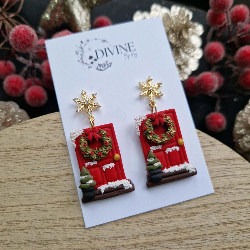 christmas door earrings