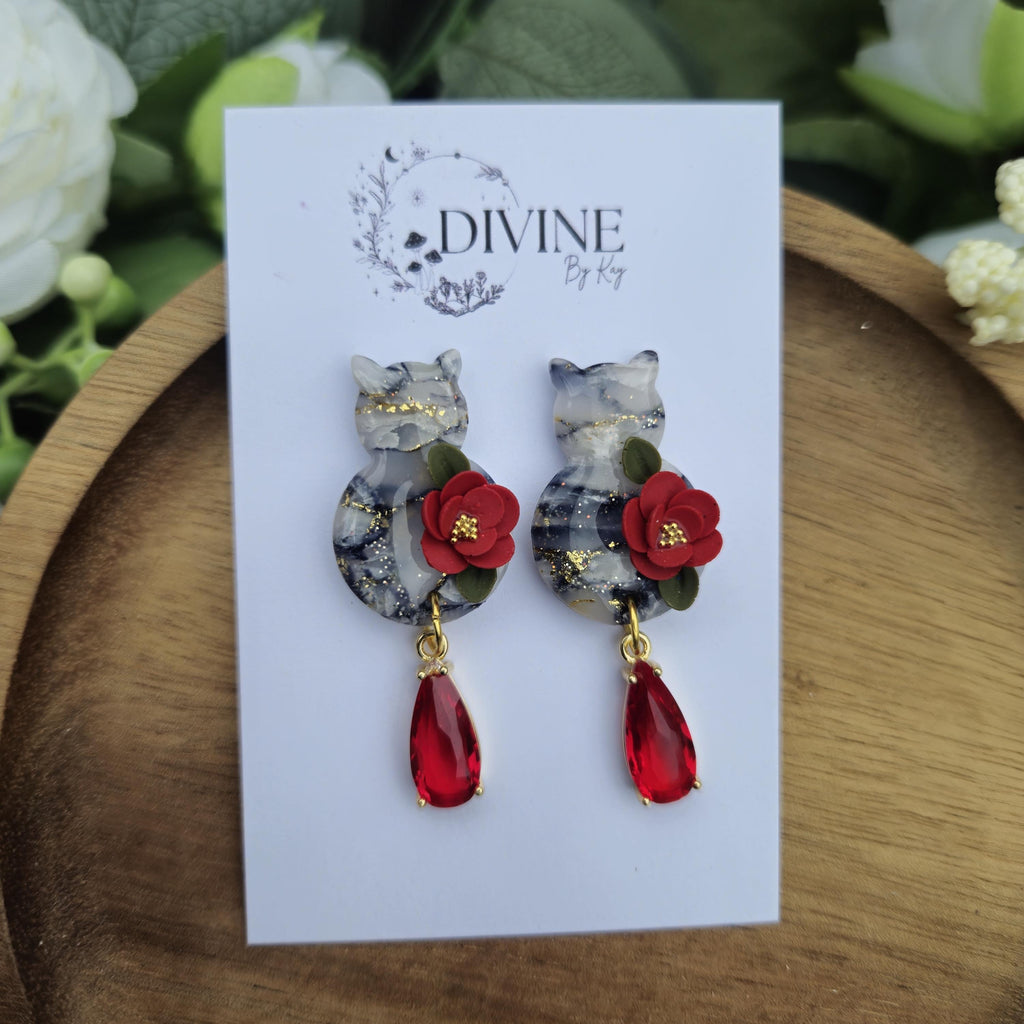 Cat dangle earrings - cat hair accessories