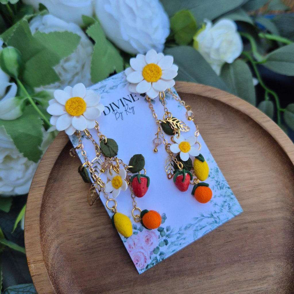 Spring fruit charm earrings, minimalist earrings, festive earrings, secret santa gift, dainty dangle studs