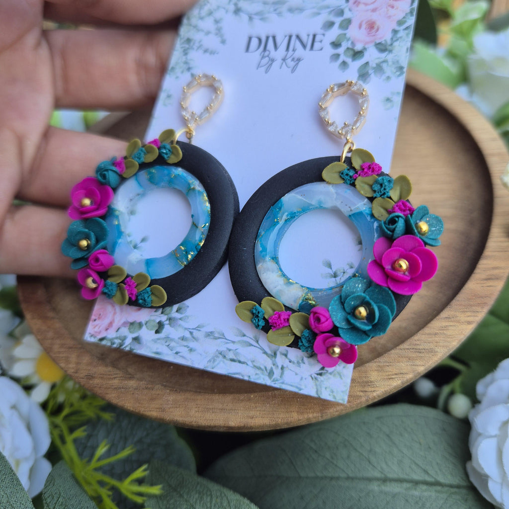 Floral dangle earrings, summer earrings,  floral jewellery, gifts for her,  bridesmaid gift ideas, elegant dangles