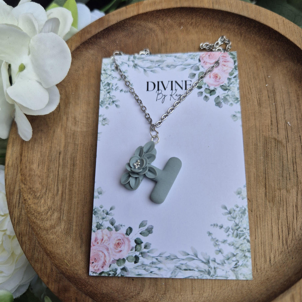 DREAM flower initial pendant, necklace, birthday gifts for her, anniversary gift, nature lover gifts, bridesmaid gifts