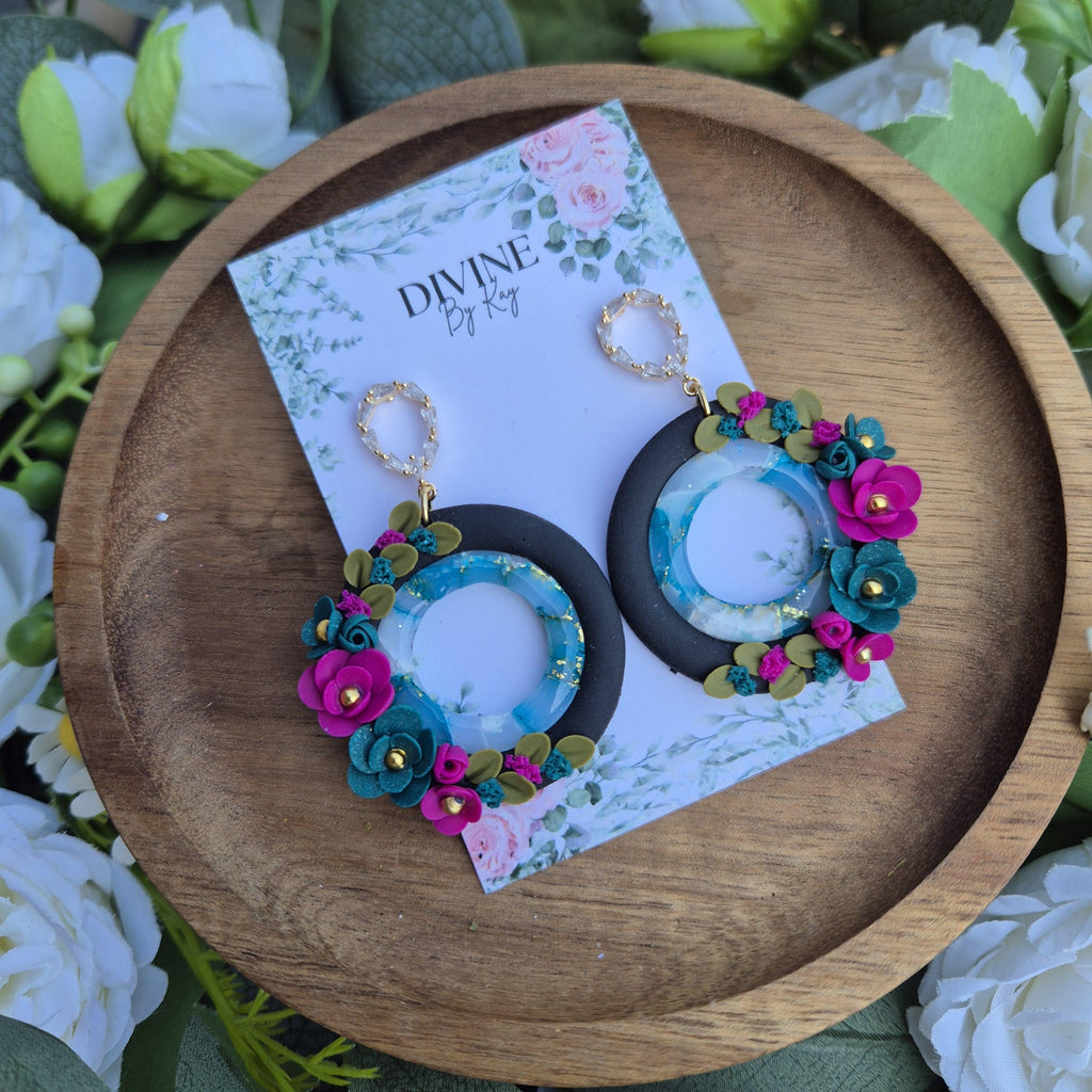 Floral dangle earrings, summer earrings,  floral jewellery, gifts for her,  bridesmaid gift ideas, elegant dangles