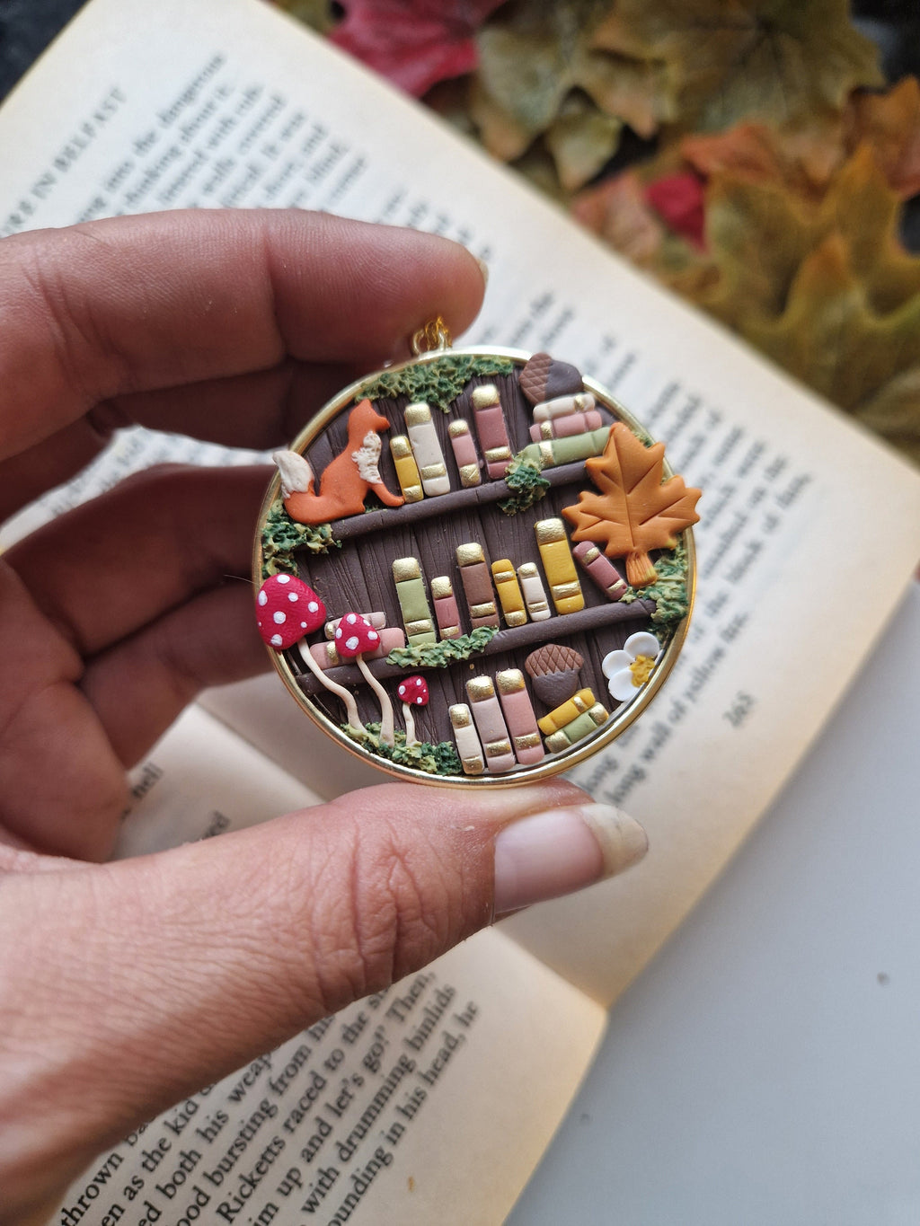 Autumn Fox Bookcase necklace