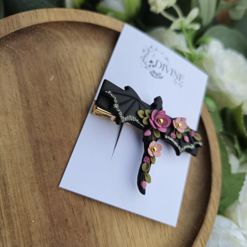 floral dragon earring giftset - gothic jewellery - gift ideas for her - elegant clay earrings