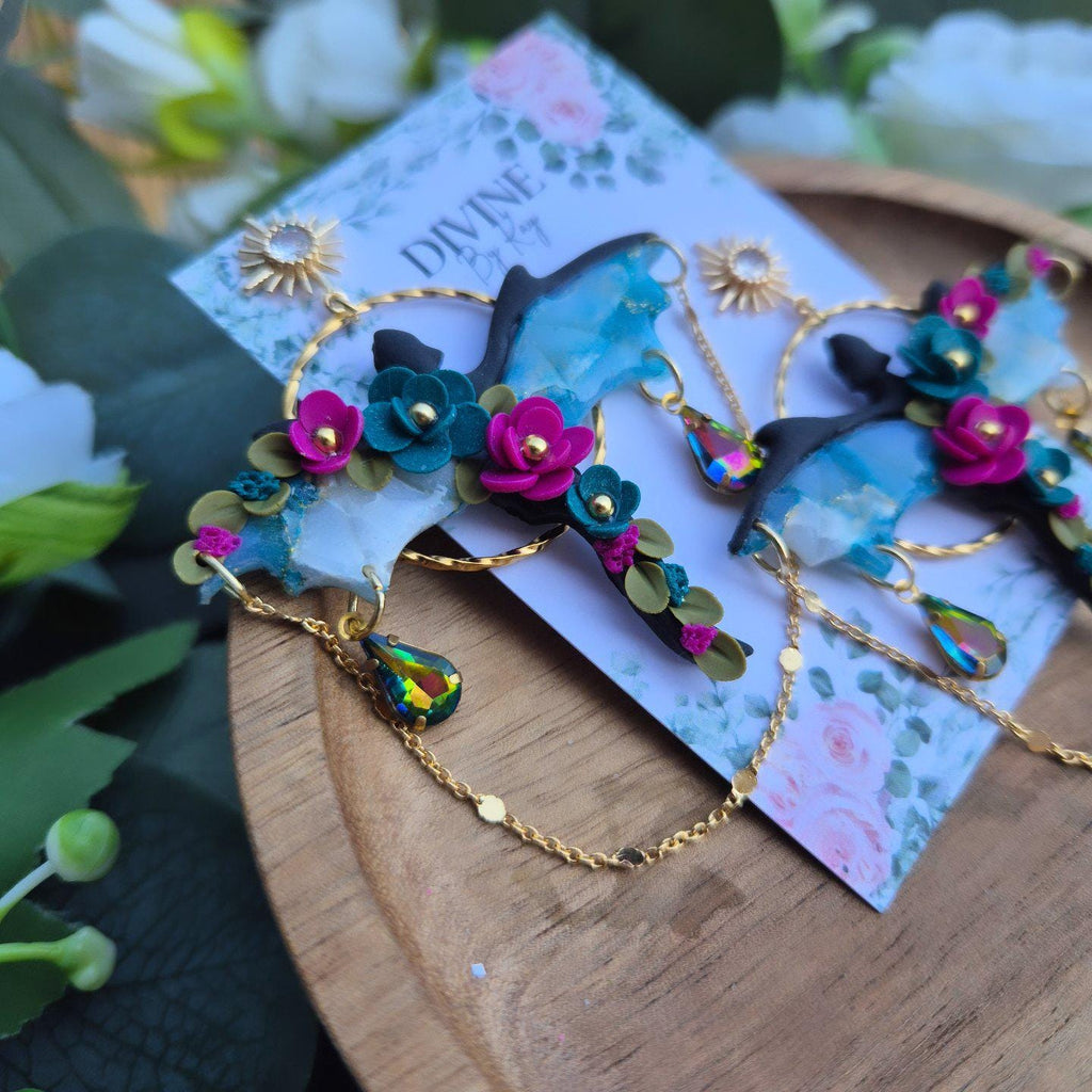 Elegant dragon earrings - gothic jewellery - gift ideas for her - elegant clay earrings