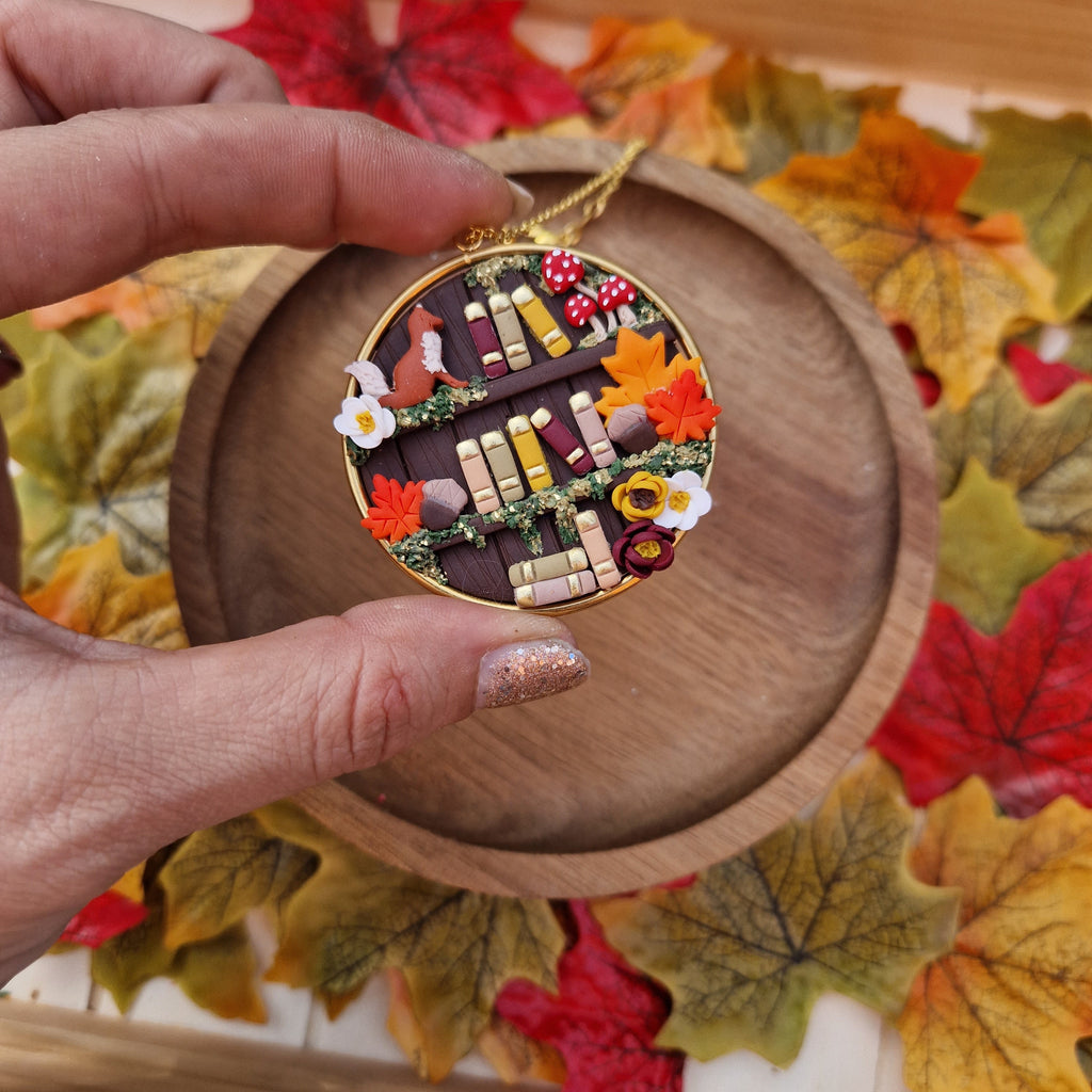 Autumn Fox Bookcase necklace