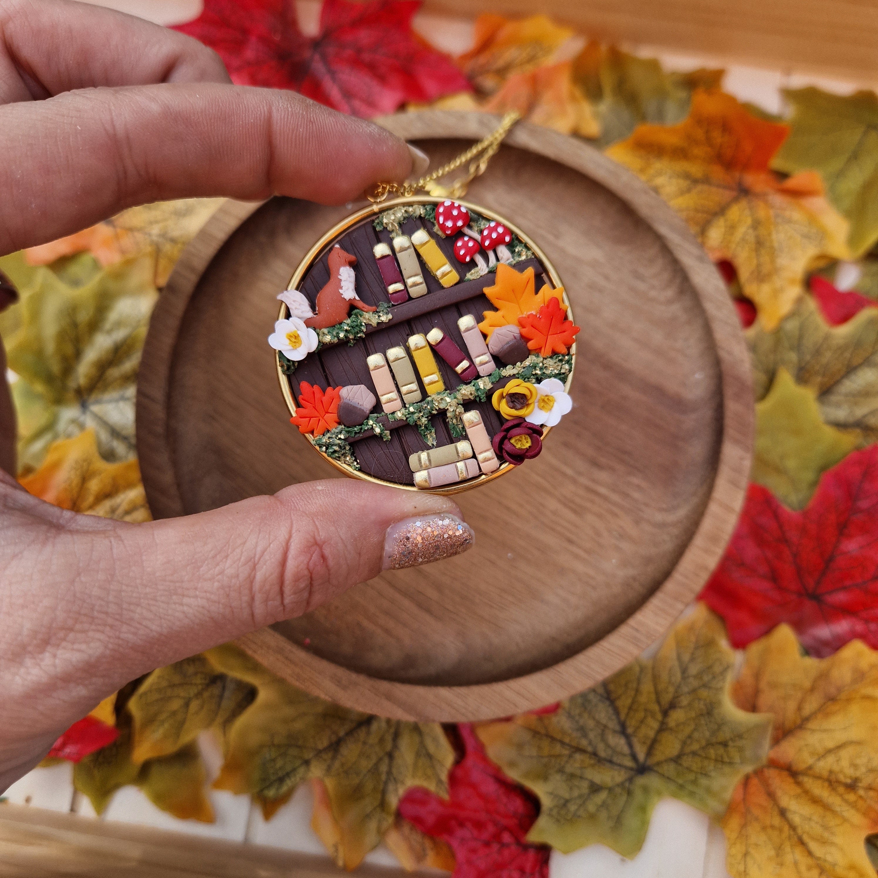 Autumn Fox Bookcase necklace