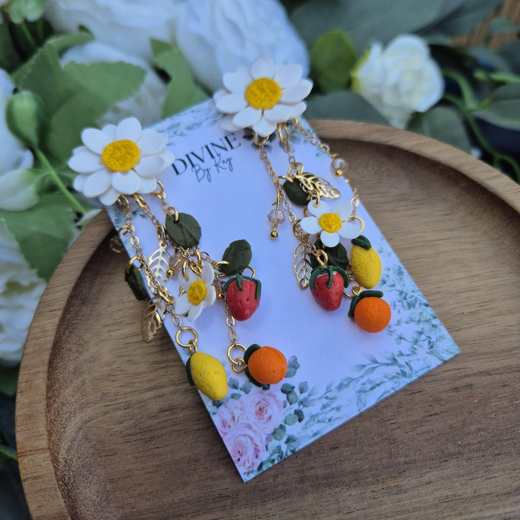 Spring fruit charm earrings, minimalist earrings, festive earrings, secret santa gift, dainty dangle studs