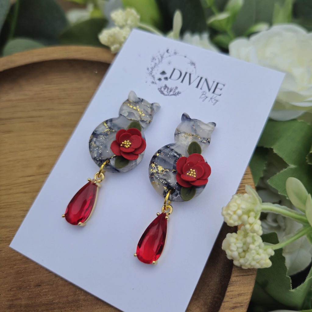 Cat dangle earrings - cat hair accessories