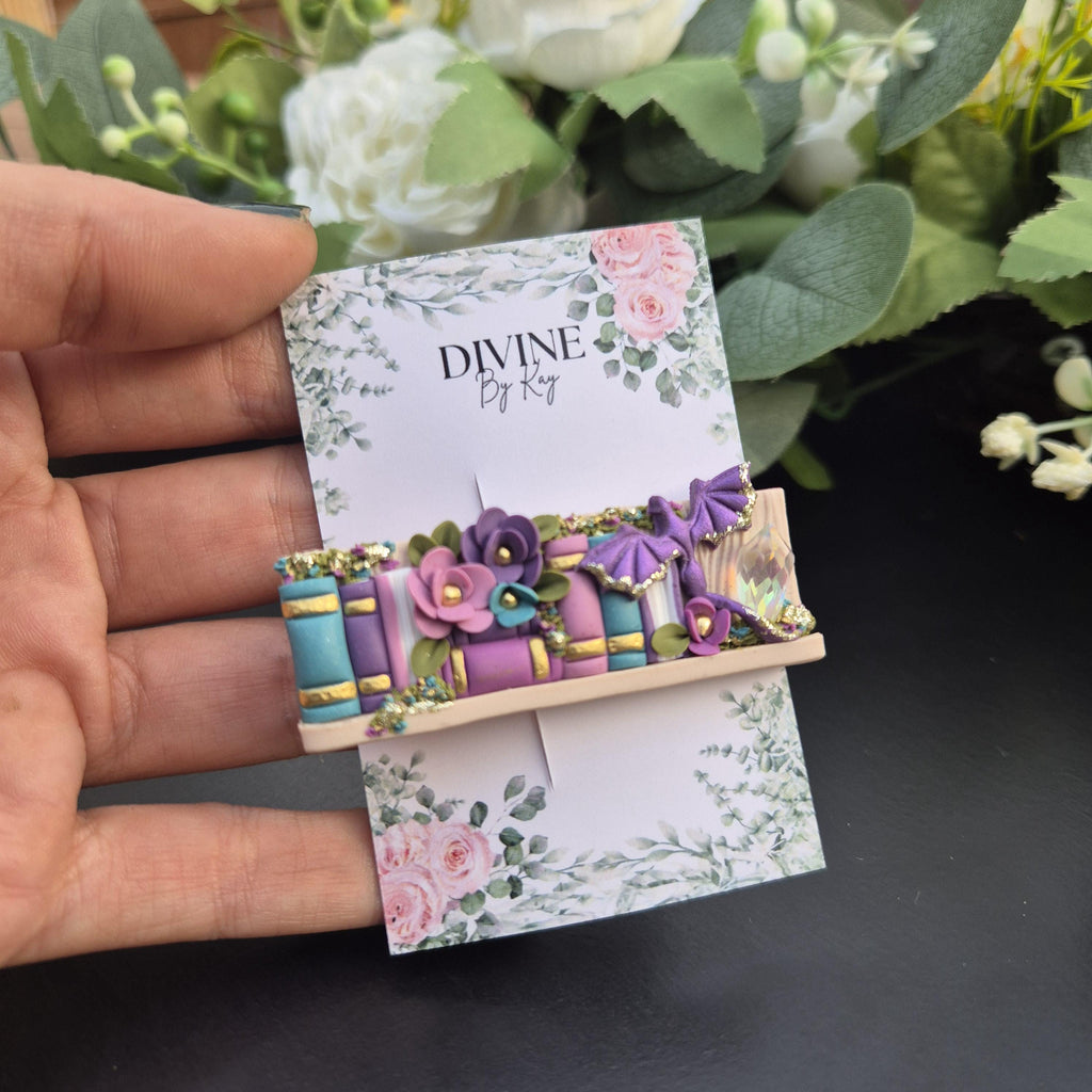 Dragon Book Earrings - book lover gifts - quirky earrings  - bookshelf earrings - book club gifts - book hair accessories- unique hair clip