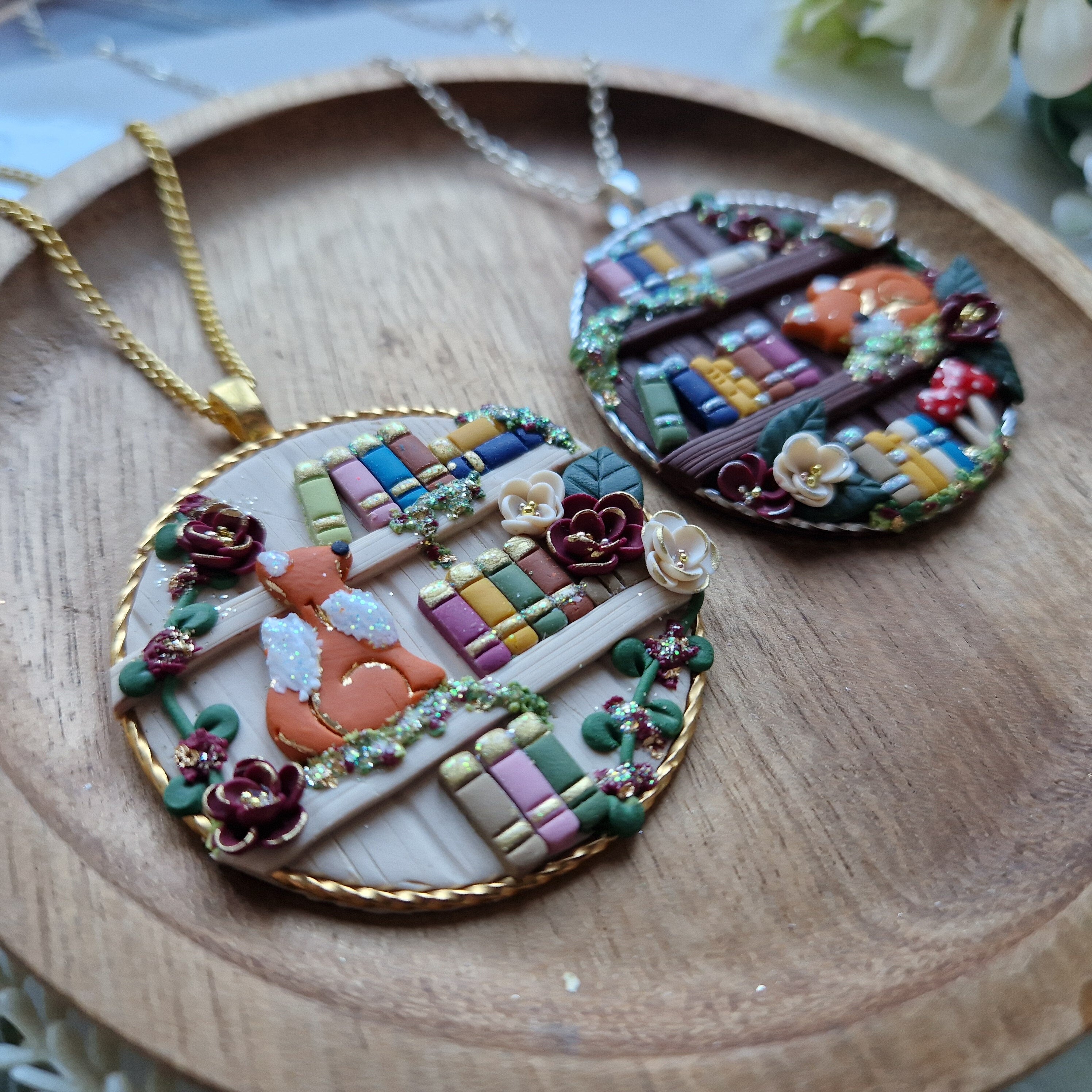 Autumn Fox Bookcase necklace