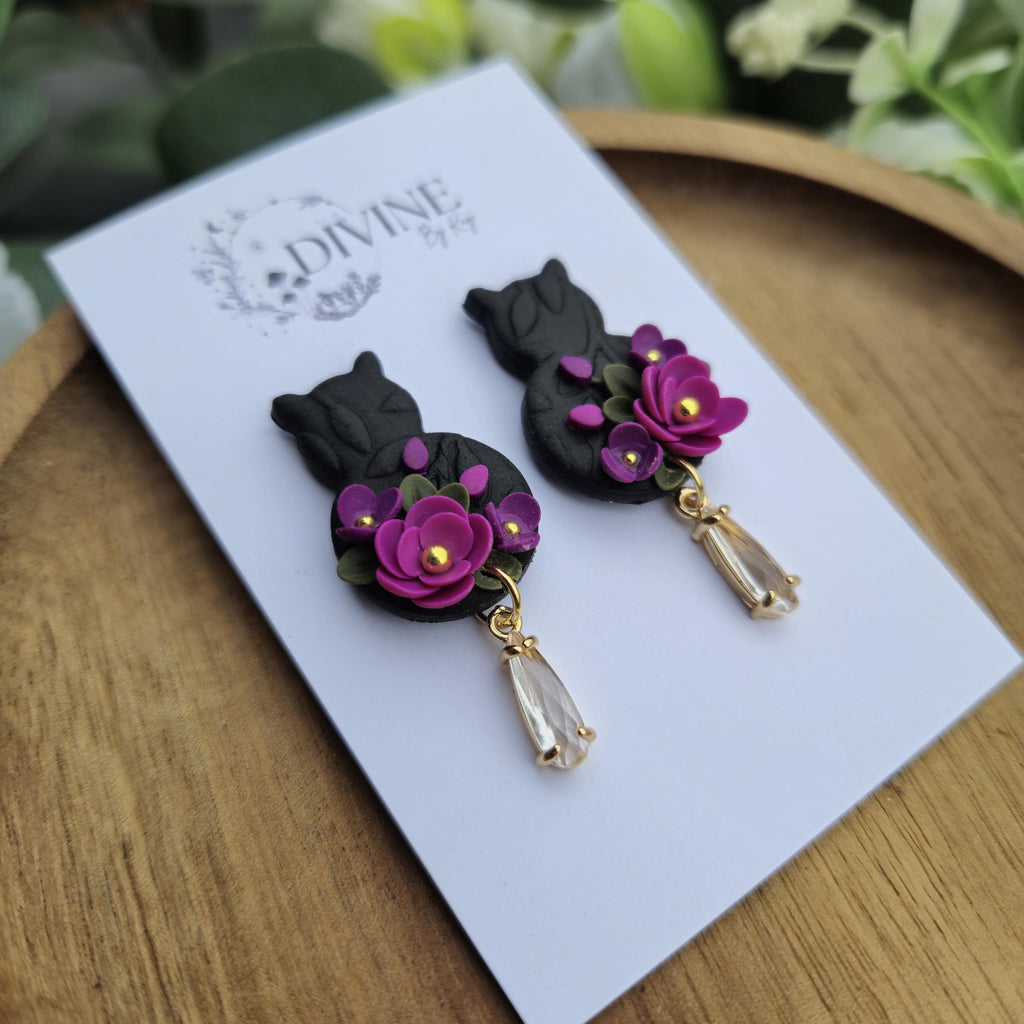 Cat dangle earrings - cat hair accessories