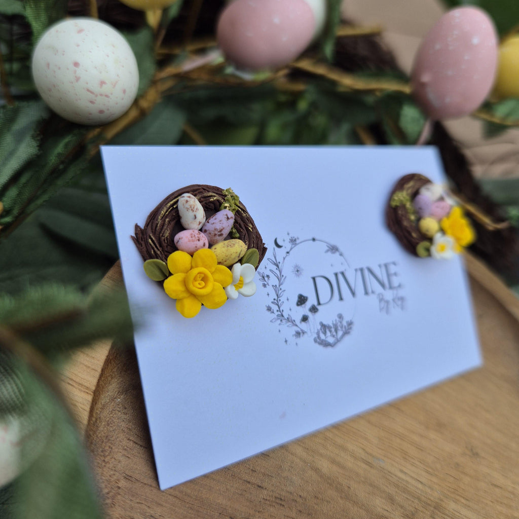 Spring easter egg earrings - handmade earrings uk - clay earrings - divine clay