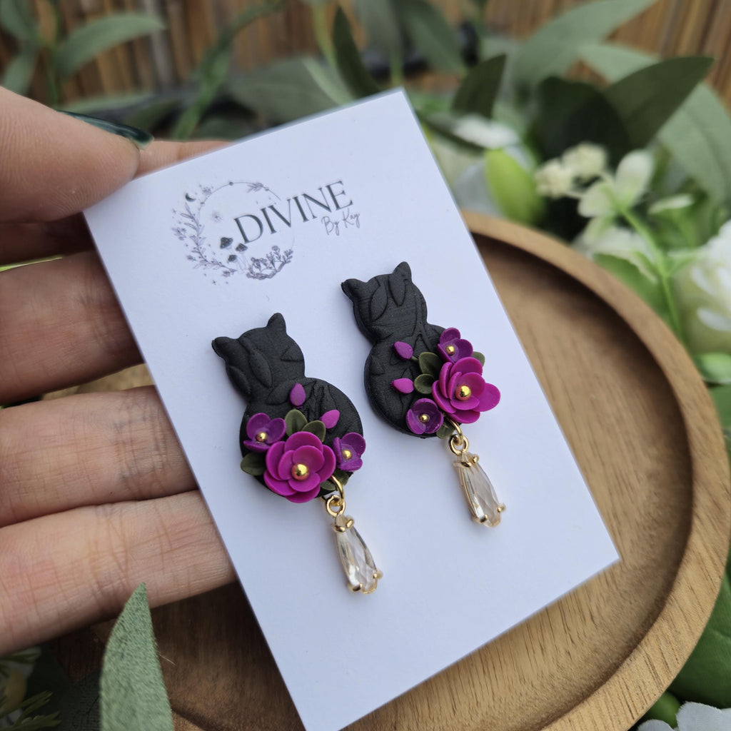 Cat dangle earrings - cat hair accessories