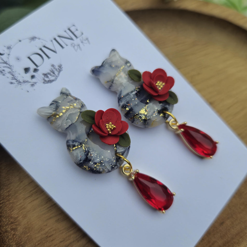 Cat dangle earrings - cat hair accessories