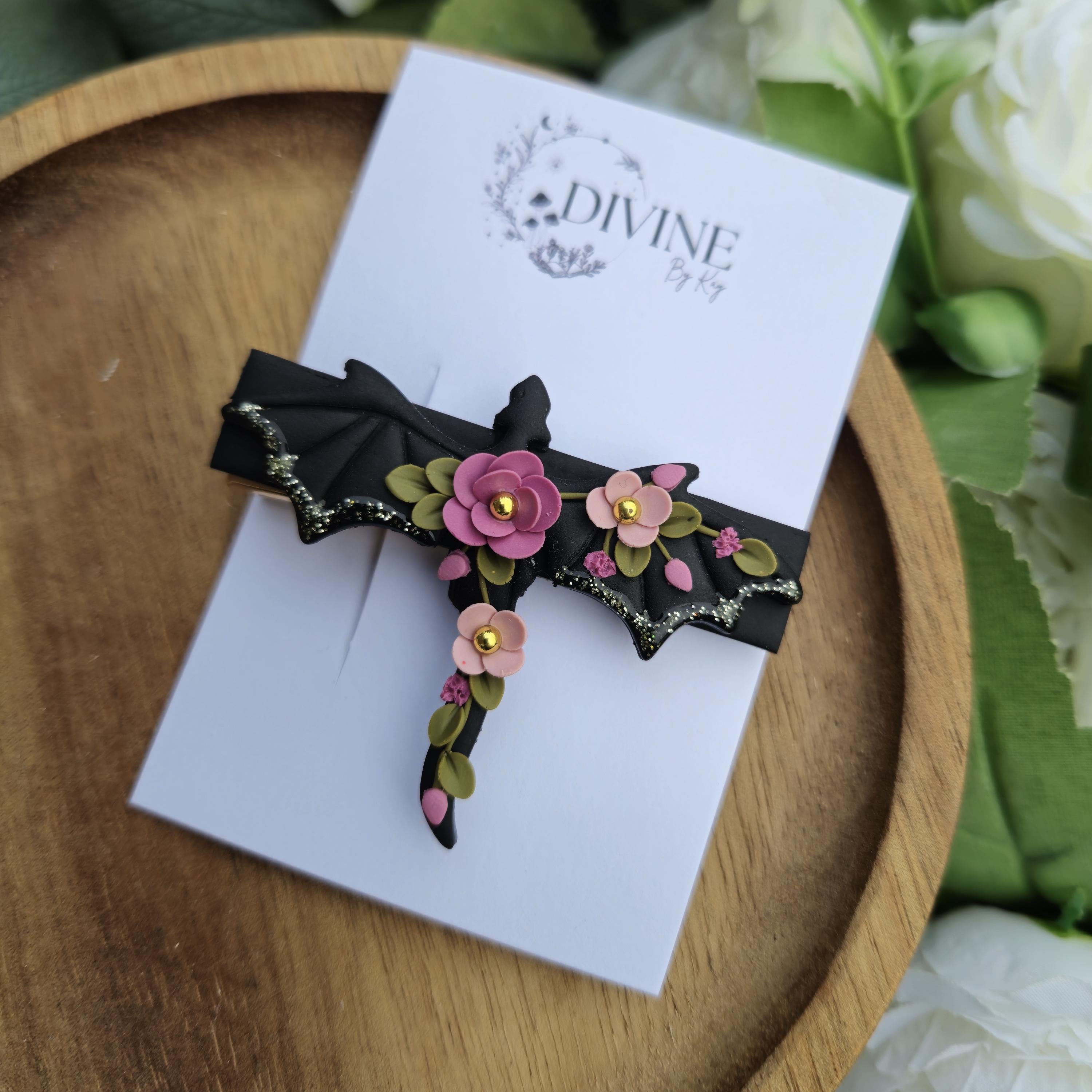 floral dragon earring giftset - gothic jewellery - gift ideas for her - elegant clay earrings