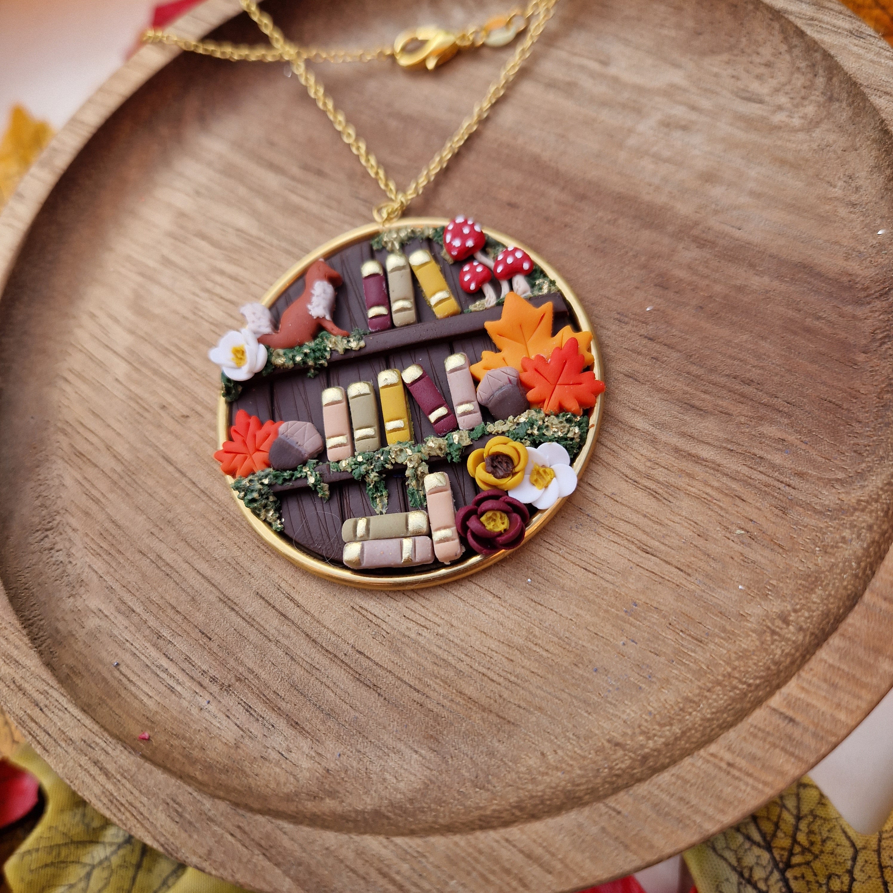 Autumn Fox Bookcase necklace