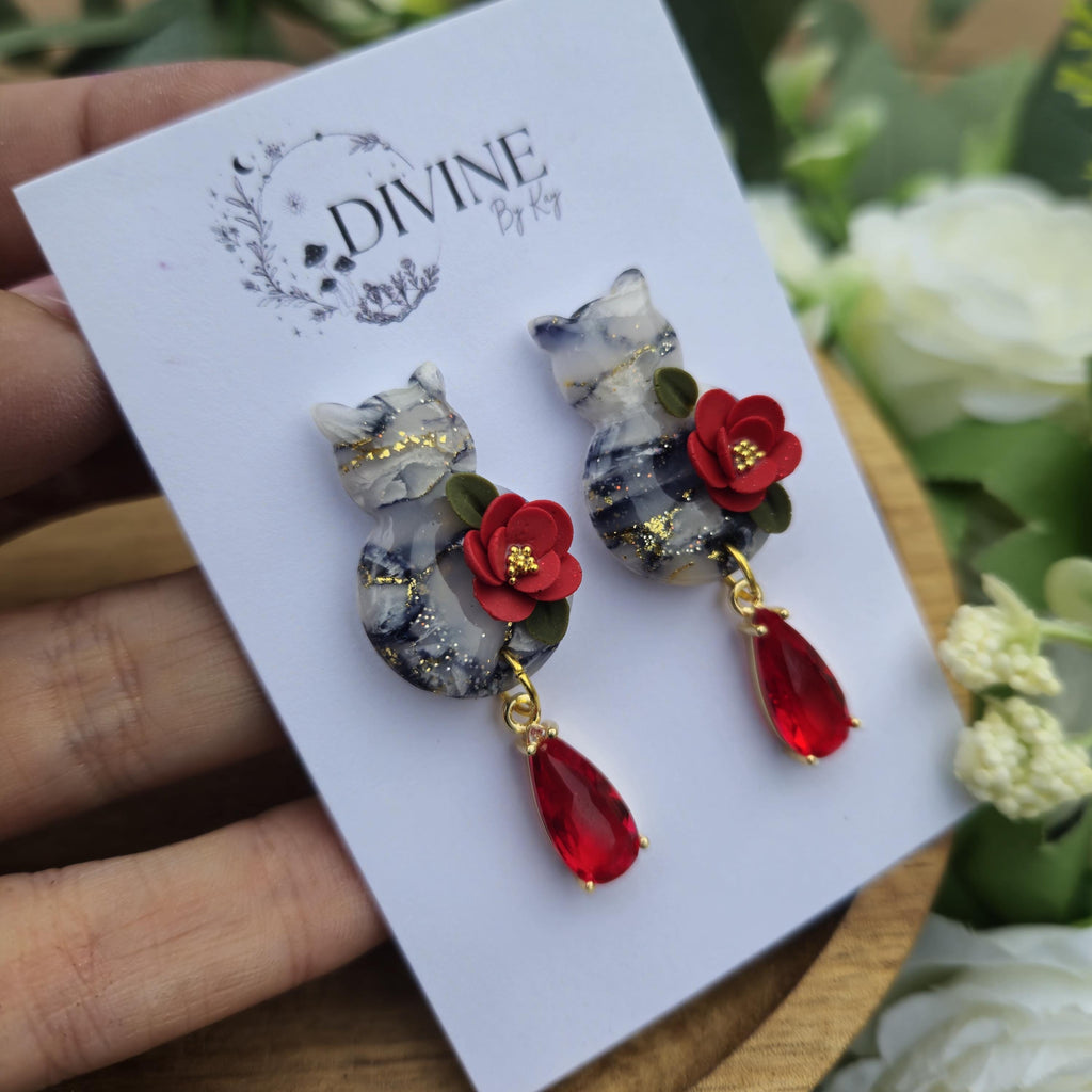 Cat dangle earrings - cat hair accessories