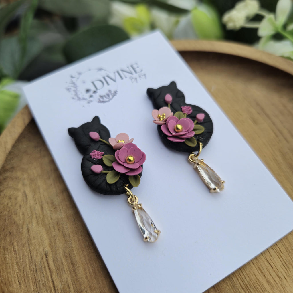 Cat dangle earrings - cat hair accessories