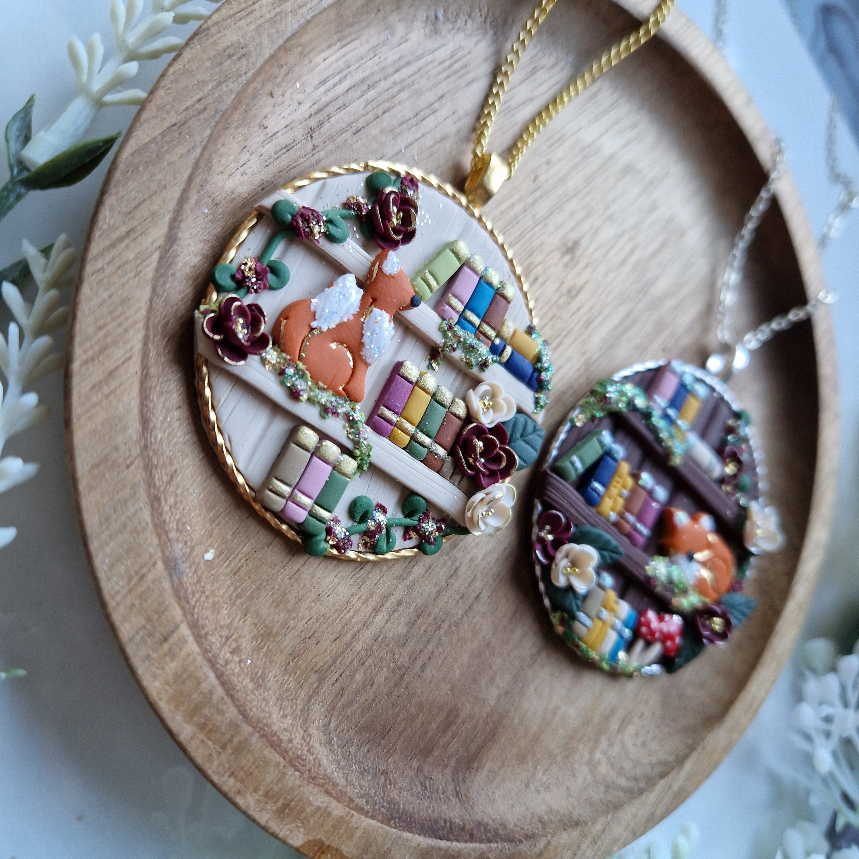 Autumn Fox Bookcase necklace
