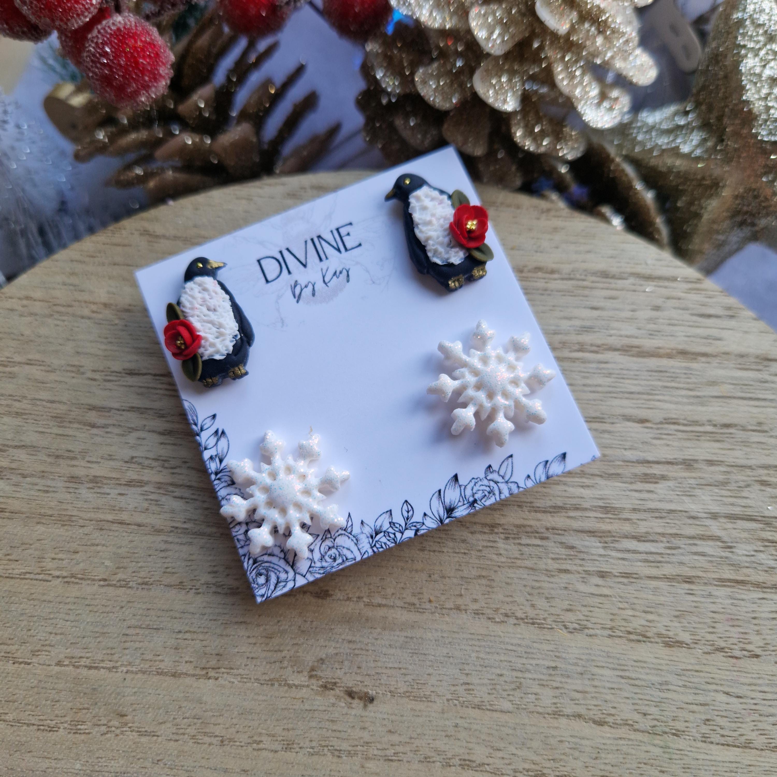 penguin stud earrings - clay earrings - quirky earrings - gifts for her - statement jewellery