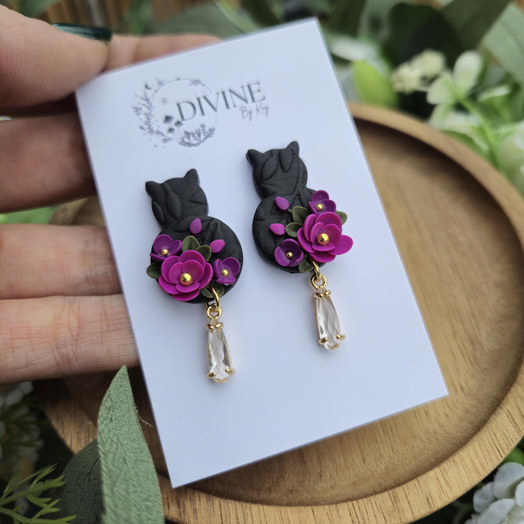Cat dangle earrings - cat hair accessories