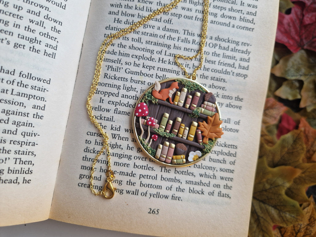 Autumn Fox Bookcase necklace