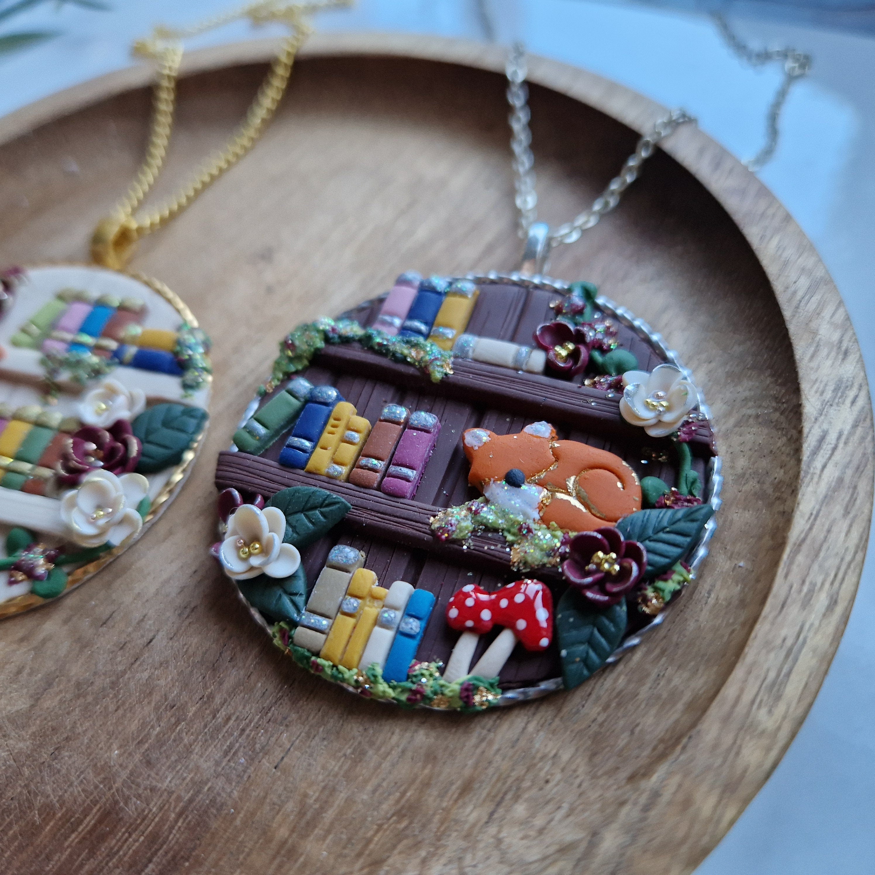 Autumn Fox Bookcase necklace