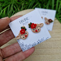 reindeer studs, dainty reindeer studs, polymer clay earrings, handmade jewellery,