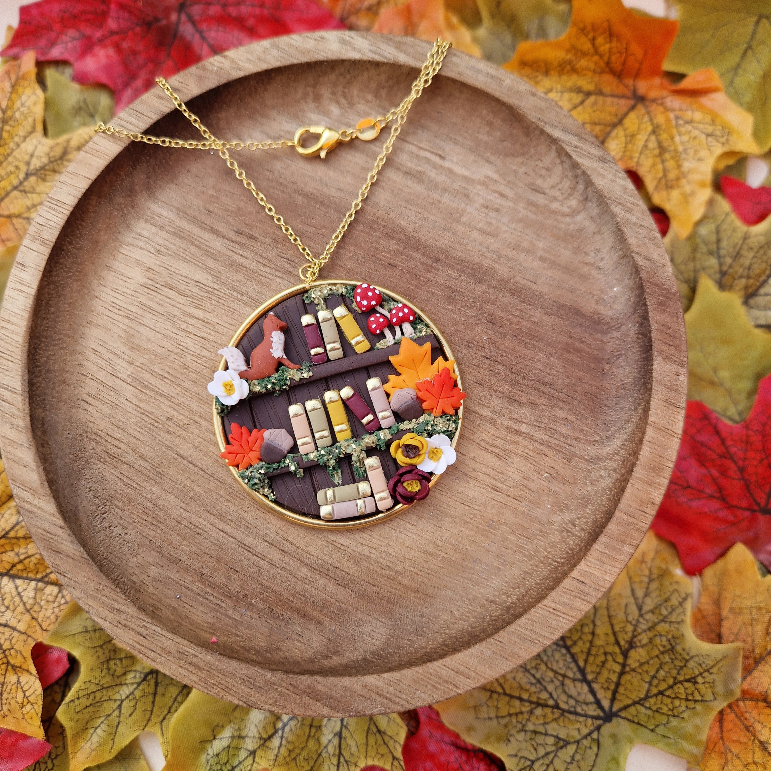 Autumn Fox Bookcase necklace