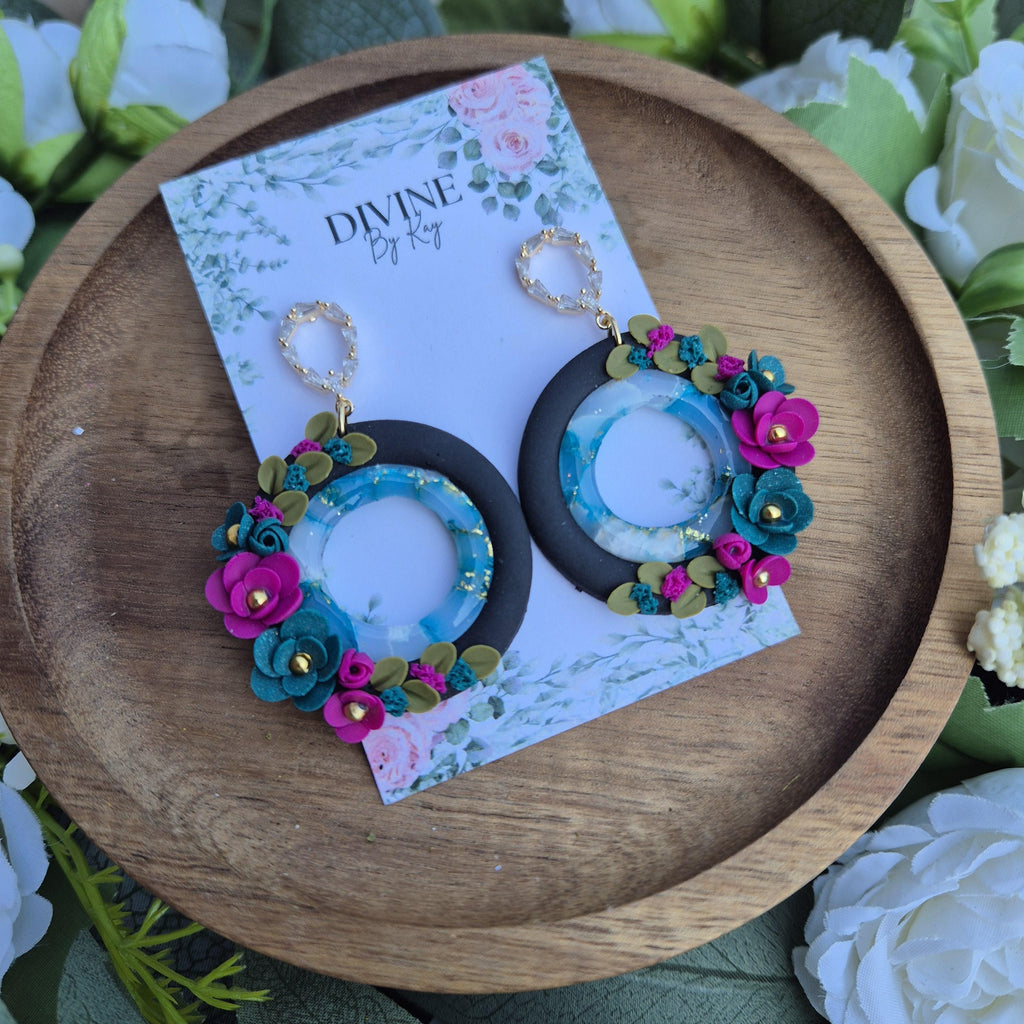 Floral dangle earrings, summer earrings,  floral jewellery, gifts for her,  bridesmaid gift ideas, elegant dangles