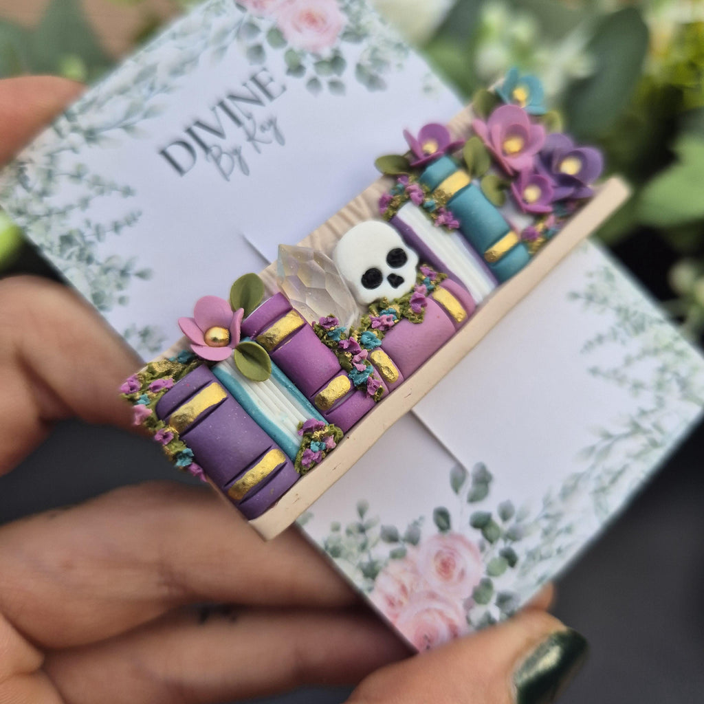 skull heart Book Earrings - book lover gifts - quirky earrings  - bookshelf earrings - book club gifts- book hair accessories