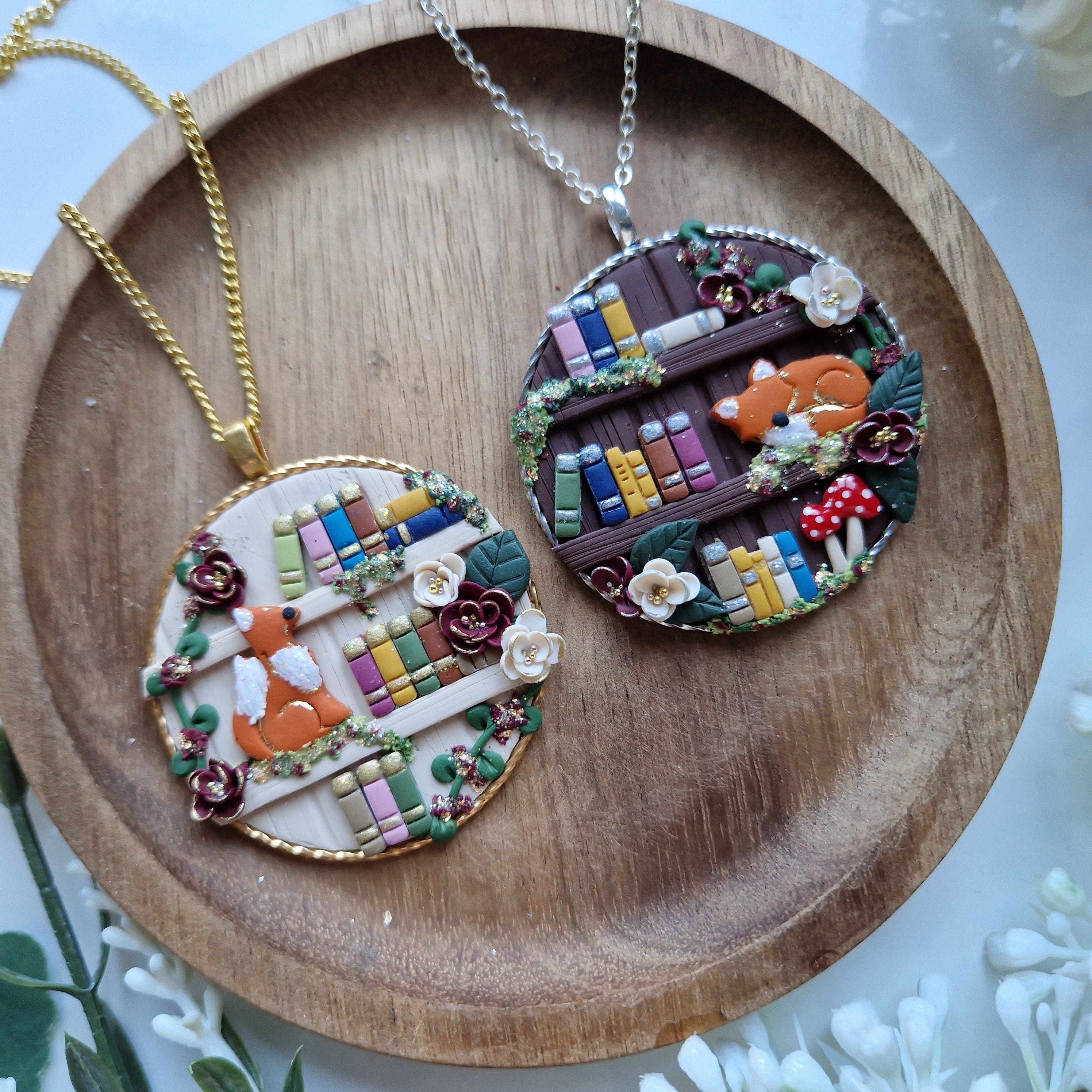 Autumn Fox Bookcase necklace