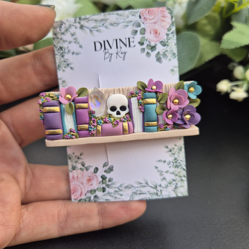 skull heart Book Earrings - book lover gifts - quirky earrings  - bookshelf earrings - book club gifts- book hair accessories