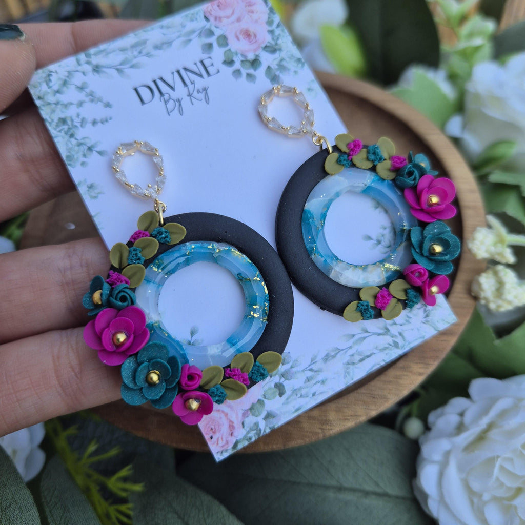 Floral dangle earrings, summer earrings,  floral jewellery, gifts for her,  bridesmaid gift ideas, elegant dangles