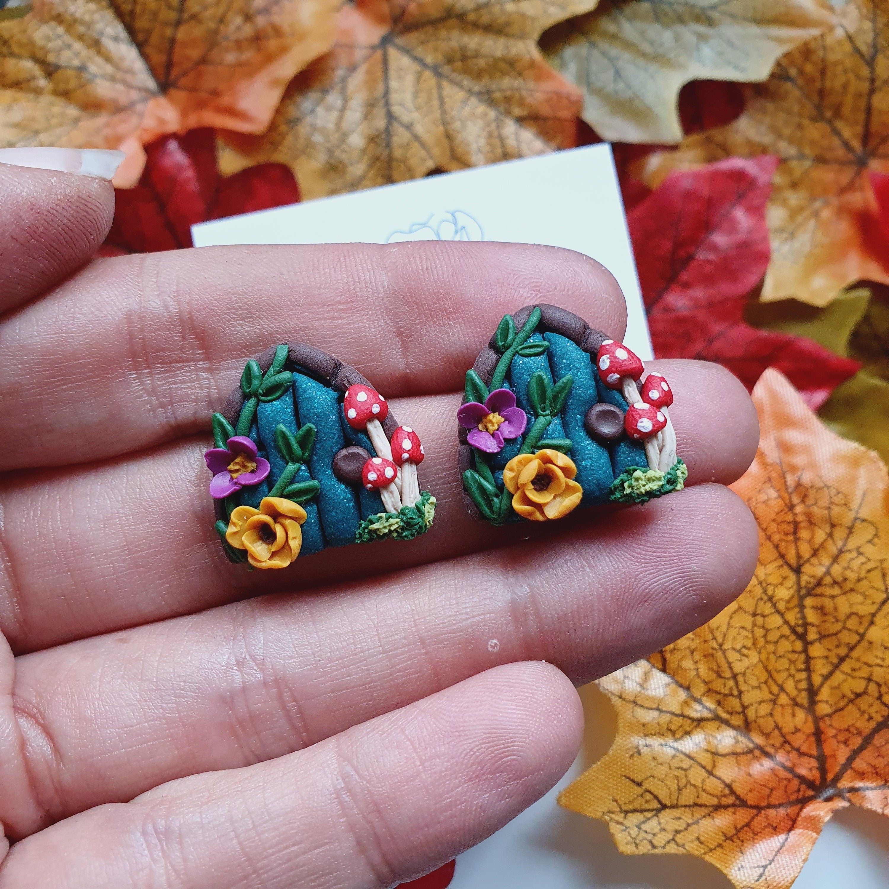 Fairy Door Clay Earrings: Cottagecore Whimsical Jewelry