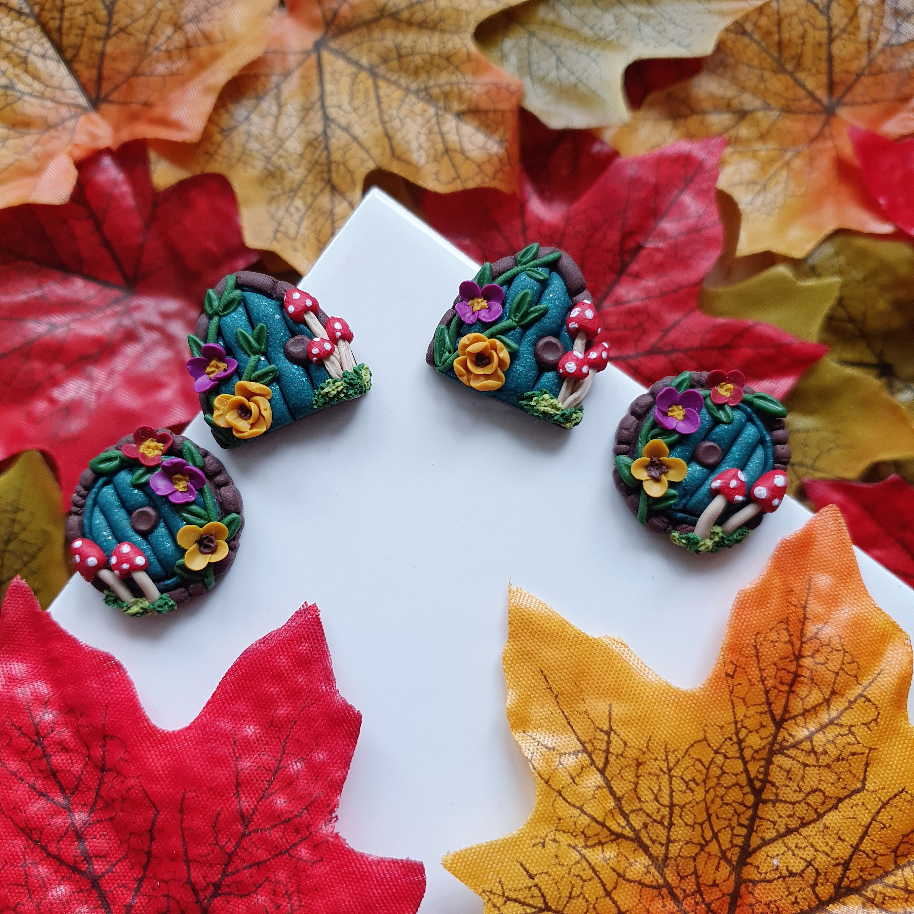 Fairy Door Clay Earrings: Cottagecore Whimsical Jewelry