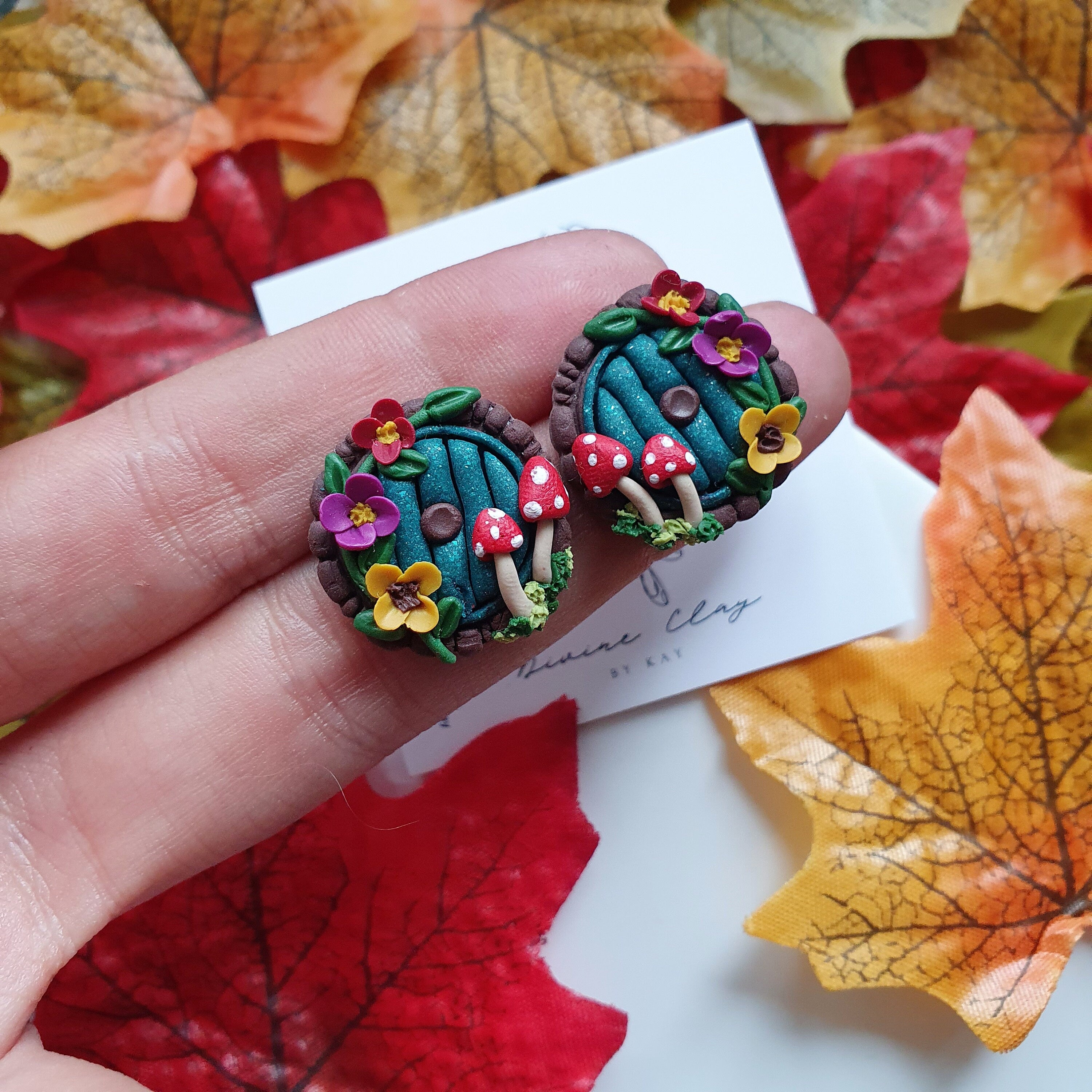 Fairy Door Clay Earrings: Cottagecore Whimsical Jewelry