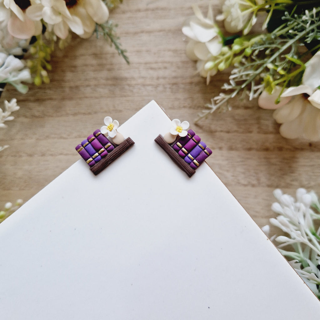 Custom Bookshelf Stud Earrings: Stainless Steel Book Lover Gift