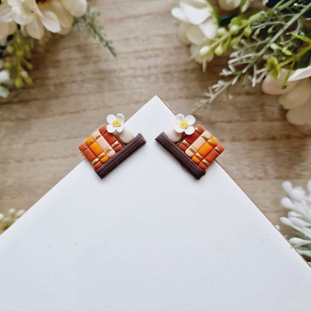 Custom Bookshelf Stud Earrings: Stainless Steel Book Lover Gift