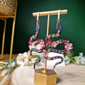Handmade Clay Snake Earrings: Floral Statement Jewelry