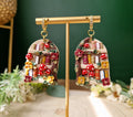 Mushroom Bookshelf Earrings: Handmade Clay Dangle Earrings