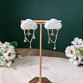 Dainty Cloud Stud Earrings: 18k Gold CZ Star Dangle Earrings