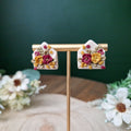Floral Envelope Stud Earrings: Handmade Clay Jewelry